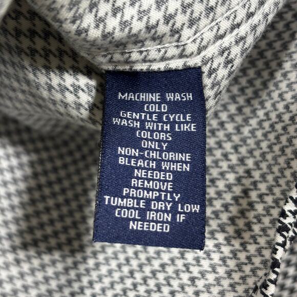 Chaps Womens Classic Houndstooth Button Shirt Large Black White 100% Cotton - Picture 5 of 7